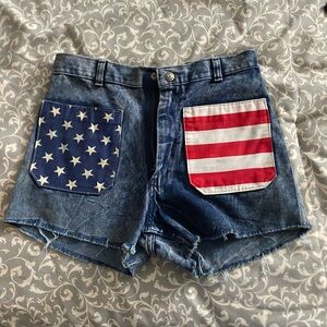 90s Navdungaree Patriotic Star and Stripe Denim Shorts